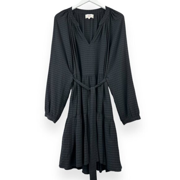 XiRENA Jolene Black Crinkle Woven Belted Long Sleeve Lightweight Mini Dress - Picture 3 of 10